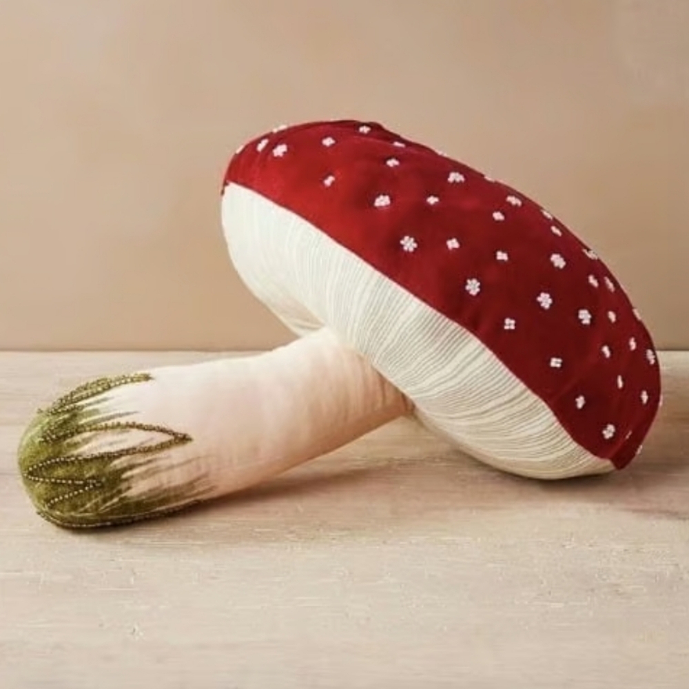 John Derian Red Mushroom Plush Pillow 2023 Collection Hard To Find